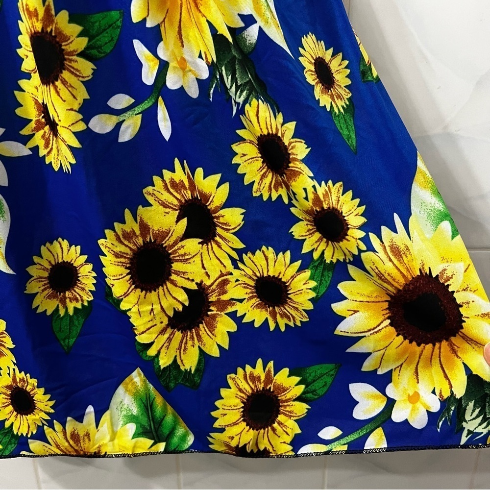 Womens Sleeveless Dress Size S Blue Sunflower Fairy Cottagecore Feminine Boho - Picture 3 of 8